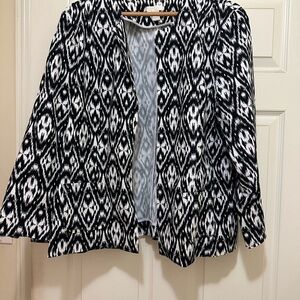 Chico's Black and White Geometric Cardigan